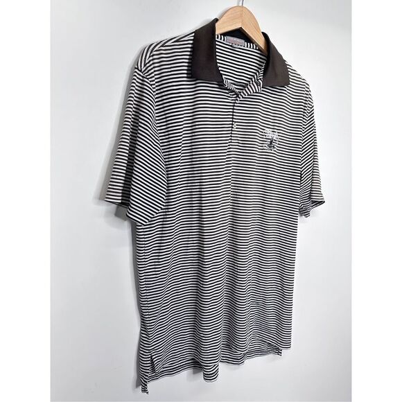 Peter Millar Summer Comfort Shirt Mens Large Striped Polo Brown/White - Picture 3 of 9